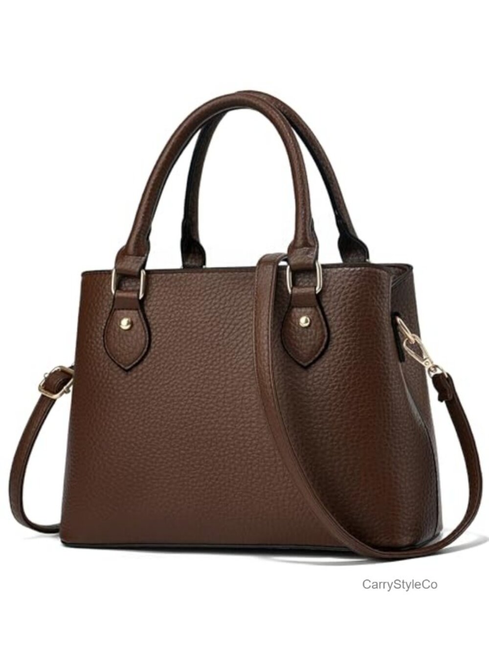 Synthetic Leather Satchel Crossbody Purse with Adjustable Strap